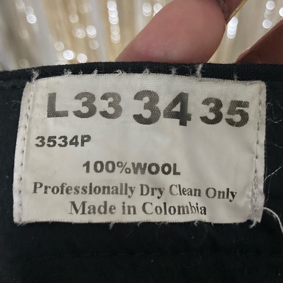 Vintage 100% wool with satin lampass stripe & silver double buckle dress slacks - Picture 7 of 7